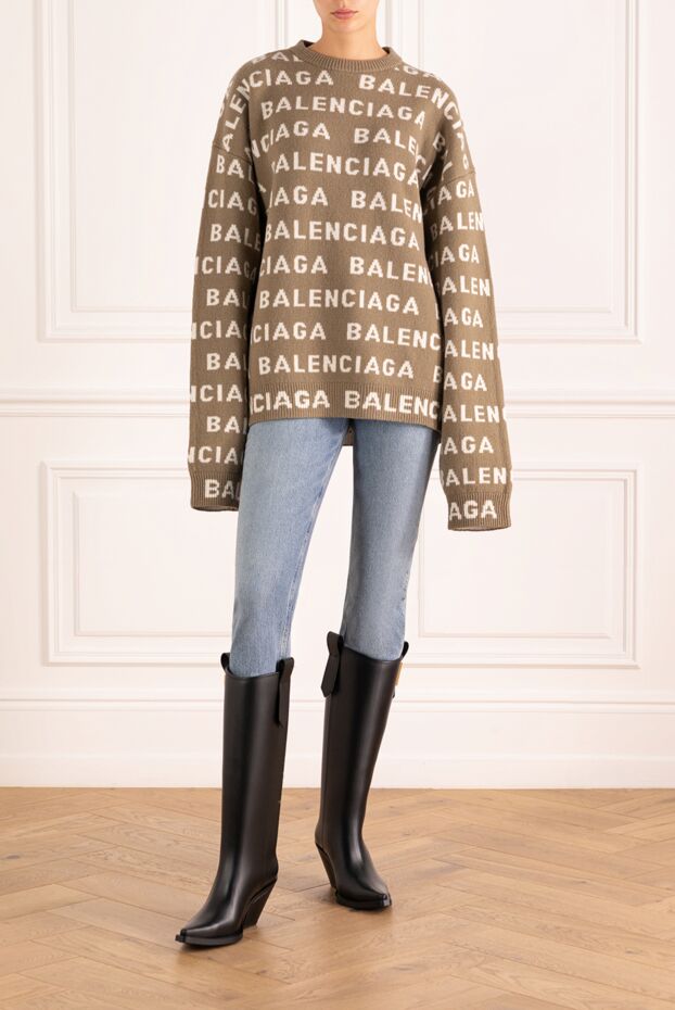 Balenciaga women's brown oversized jumper with a wide, loose fit and long sleeves 180600 - photo 3