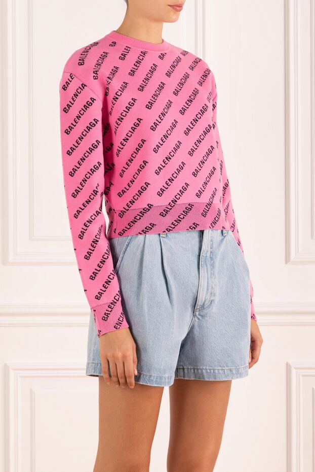 Balenciaga pink jumper with diagonal logo and elastic trim
180602 - photo 3