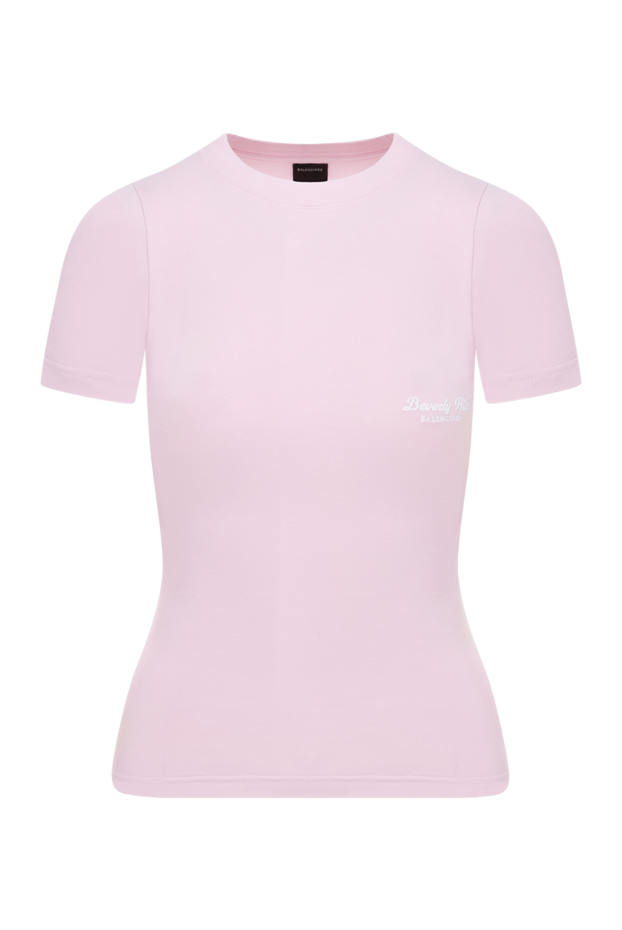 Balenciaga әйелдерге арналған логотипі бар қызғылт мақтадан жасалған футболка 180608 - фото 1