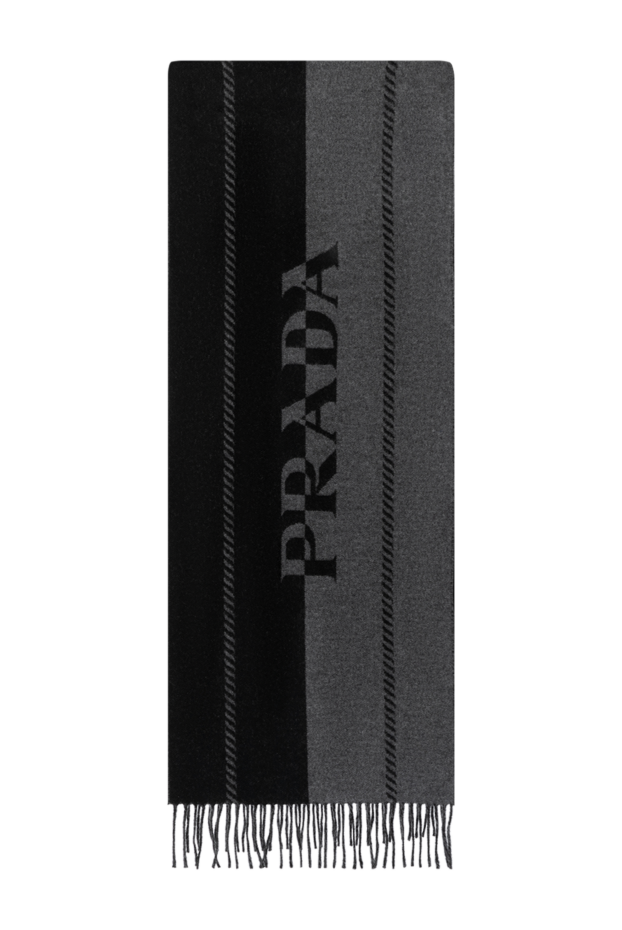 Prada gray woolen scarf with logo for men 180621 - photo 1