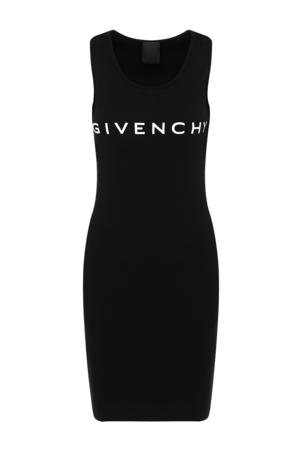 Givenchy иықтары ашық, логотипі бар қара трикотаж көйлек 180696 - фото 1