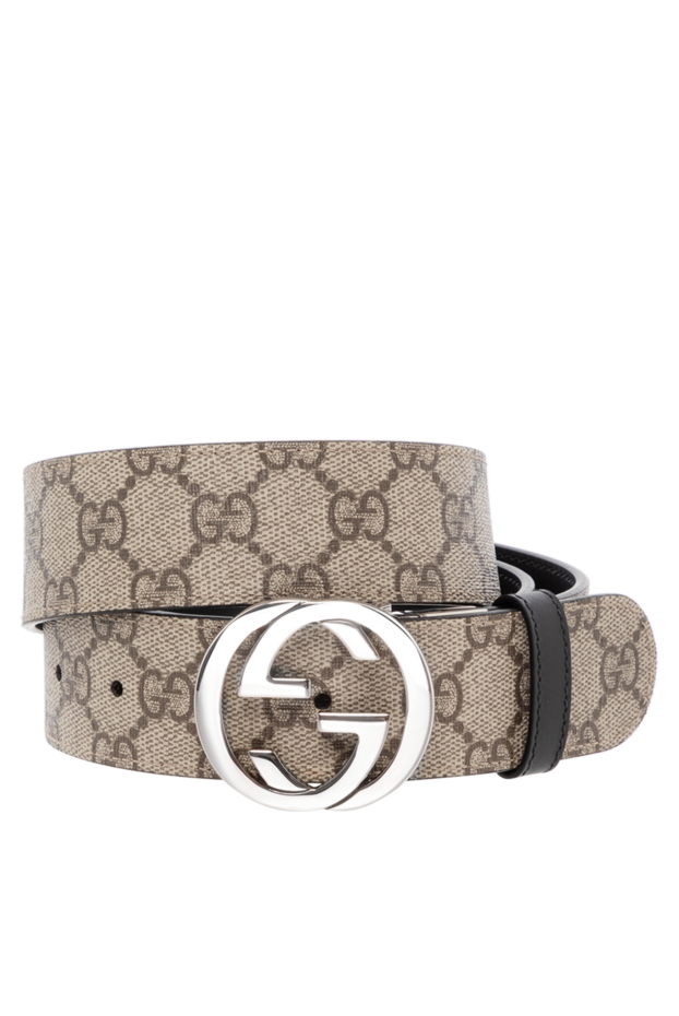 Gucci двухсторонний кожаный ремень с культовой пряжкой в серебристом тоне 180705 - фото 1
