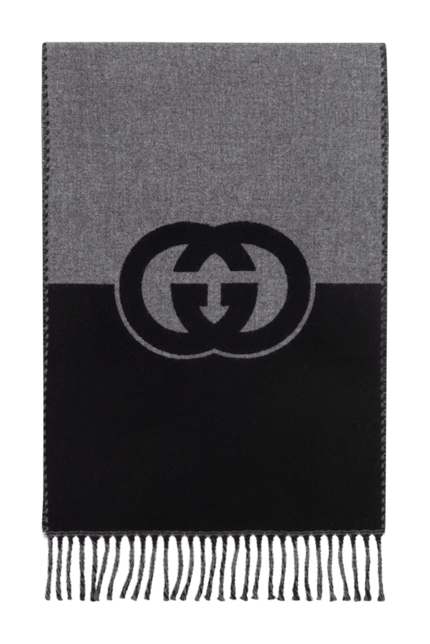 Gucci шарф мужской с бахромой из шерсти и кашемира 180707 - фото 1