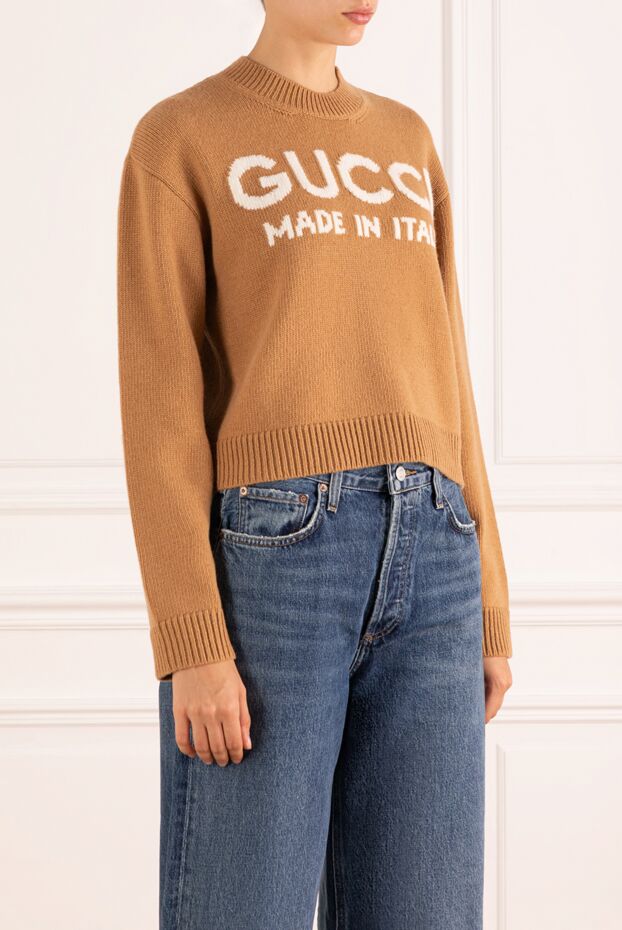 Gucci brown woolen women's jumper with logo. 180712 - photo 3