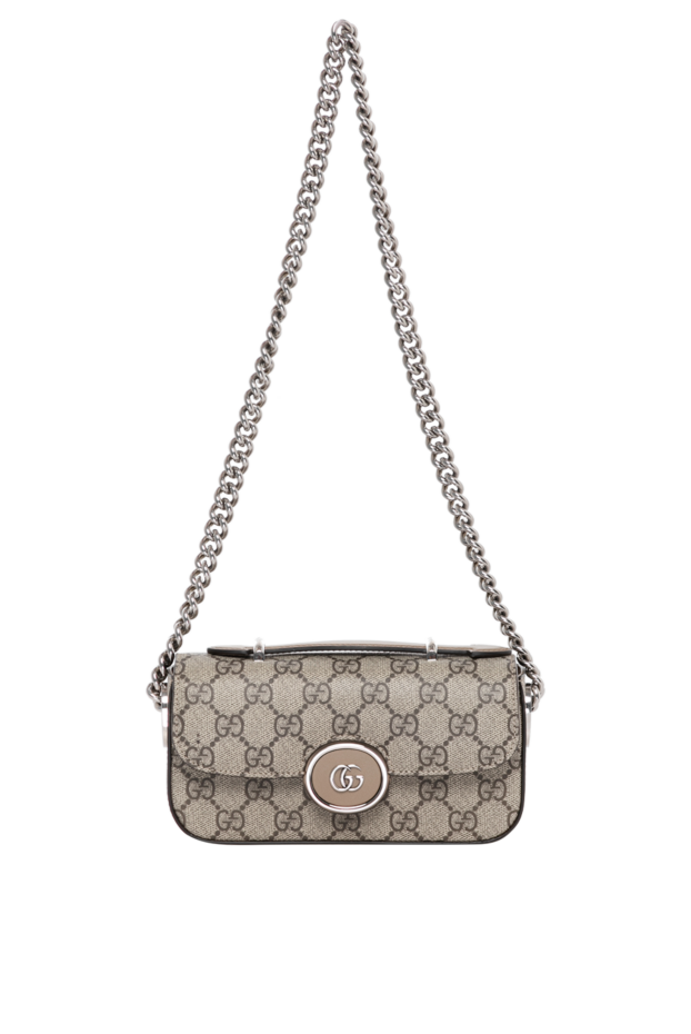 Gucci сумка на цепочке из бежевого текстиля 180741 - фото 1