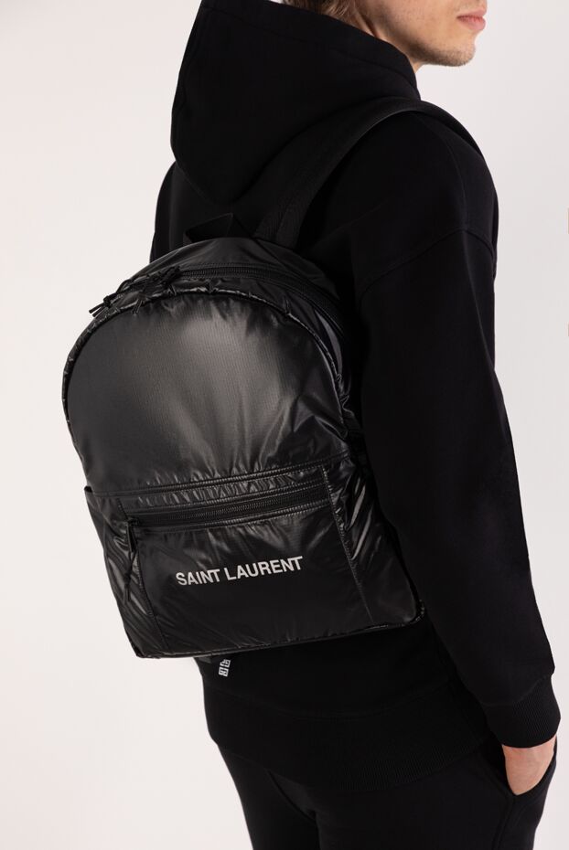 Saint Laurent логотипі бар қара ерлерге арналған рюкзак 180743 - фото 3