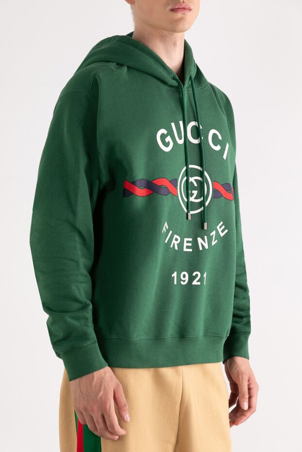 Gucci зеленое худи мужское с логотипом 180827 - фото 3