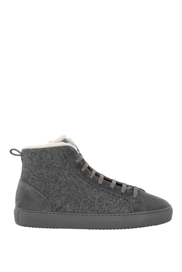 Doucal`s women's boots on fur made of textile and suede gray 180853 - photo 1