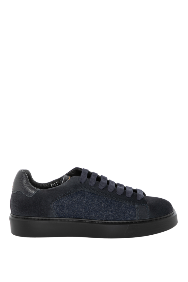 Doucal`s blue men's snickers made of suede and textile. 180859 - photo 1