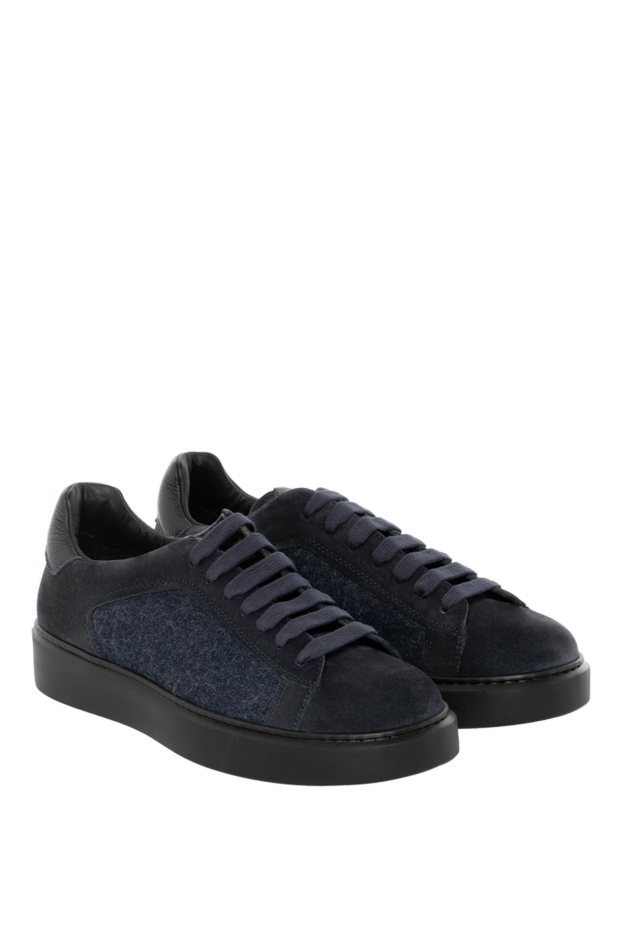 Doucal`s blue men's snickers made of suede and textile. 180859 - photo 3