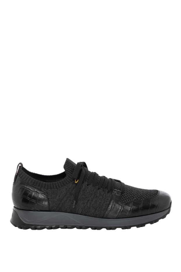 Doucal`s gray men's sneakers made of leather and cotton 180860 - photo 1