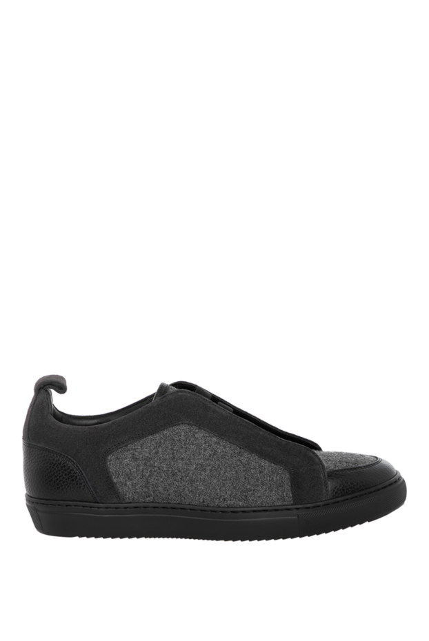 Doucal`s sneakers with soft flannel insert and leather trim in graphite tone 180864 - photo 1