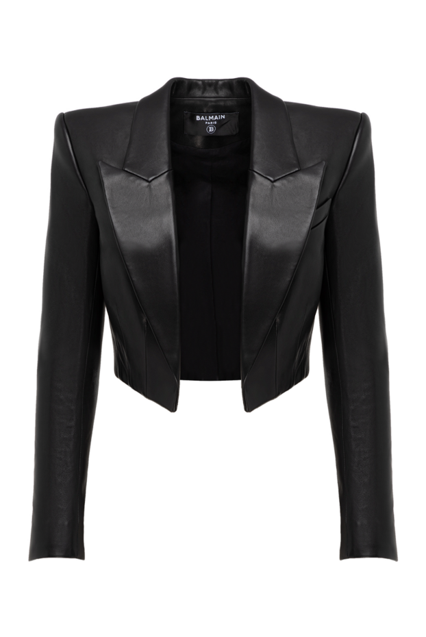Balmain қара түсті әйелдерге арналған былғары күрте 181135 - фото 1