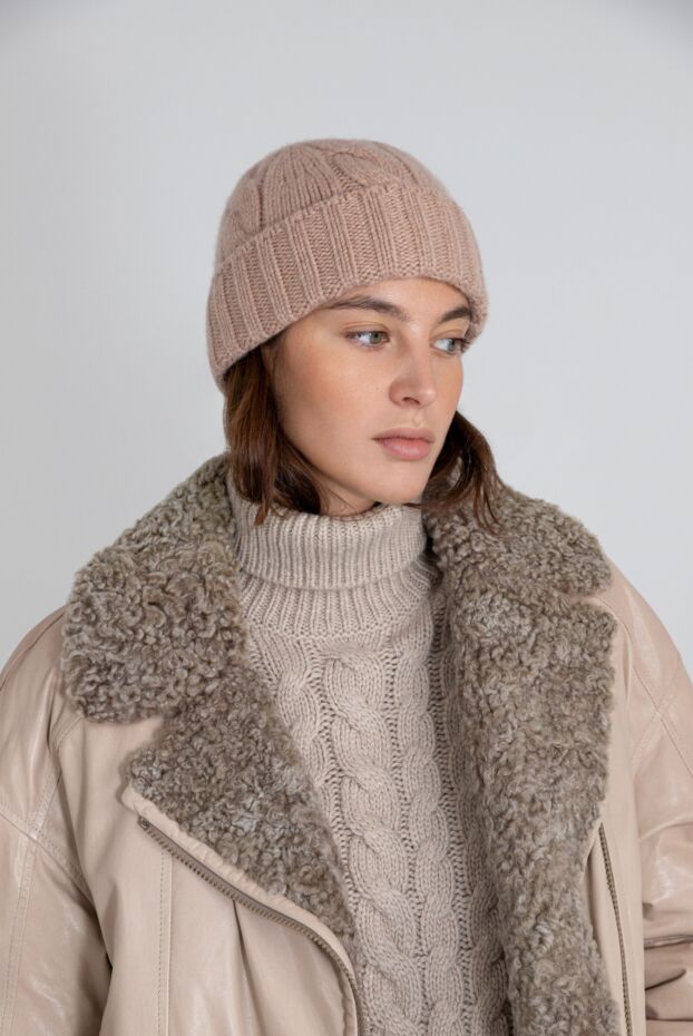 Brunello Cucinelli leather jacket with fur for women beige 181164 - photo 2