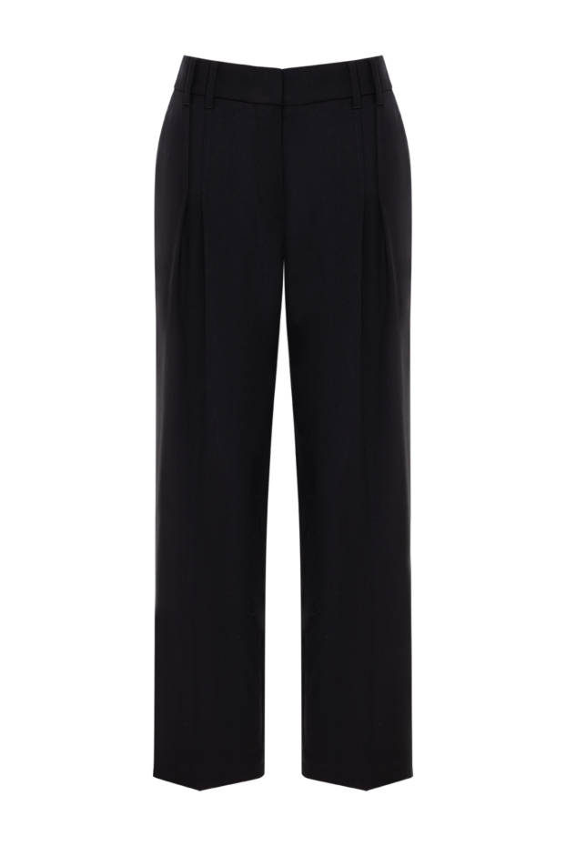 Brunello Cucinelli women's woolen black pants with pleats 181165 - photo 1