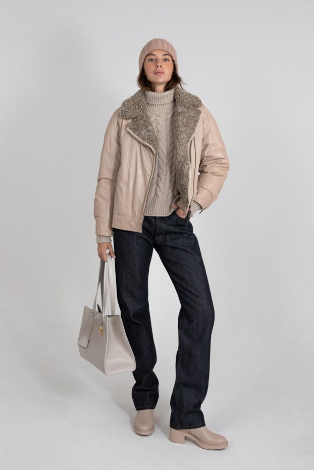 Brunello Cucinelli women's beige cashmere and silk knitted jumper 181182 - photo 2