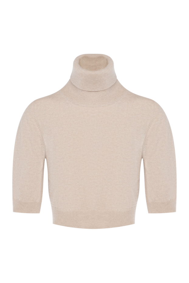 Brunello Cucinelli cropped beige women's knitted jumper made of cashmere 181192 - photo 1