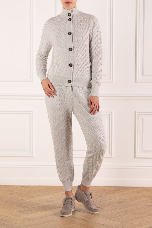 Brunello Cucinelli women's gray knitted cashmere walking suit 181204 - photo 2