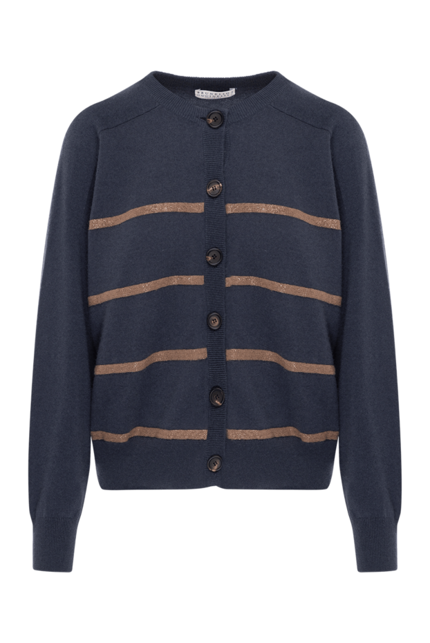 Brunello Cucinelli women's blue striped cashmere cardigan
181209 - photo 1