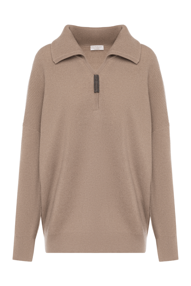 Brunello Cucinelli women's jumper, brown, v-neck, cashmere 181212 - photo 1