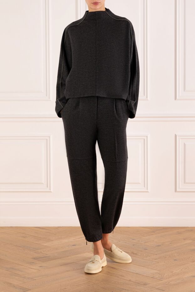 Brunello Cucinelli women's gray cashmere tracksuit 181214 - photo 2