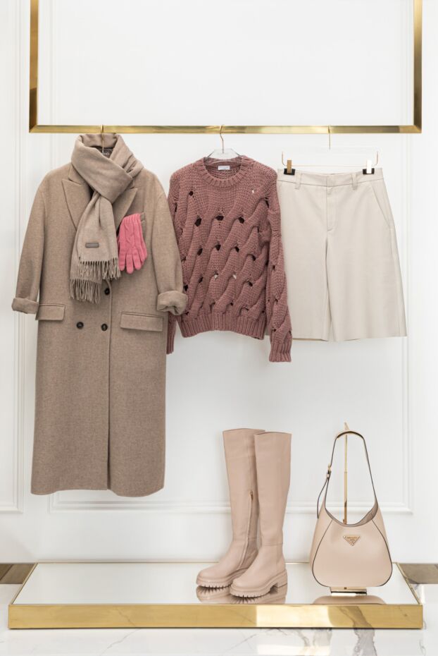 Brunello Cucinelli жібек жиегі бар әйелдер шарфы, қоңыр 181228 - фото 2