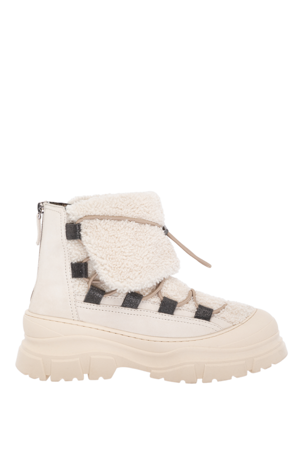 Brunello Cucinelli women's boots on fur beige nubuck 181230 - photo 1