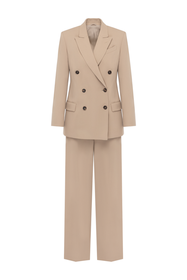 Women's double-breasted beige suit with trousers - photo 1