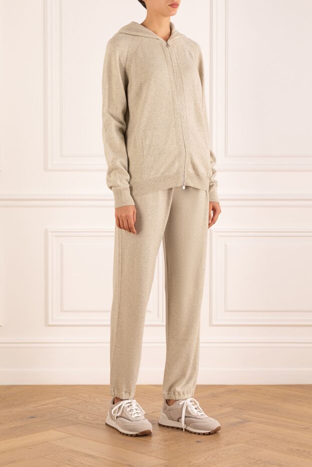Loro Piana әйелдерге арналған сұр қырлы кашемирден жасалған жүру костюмі 181282 - фото 3