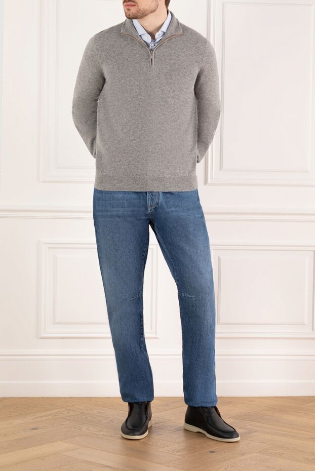 Brunello Cucinelli men's sweater made of cashmere gray 183854 - photo 2