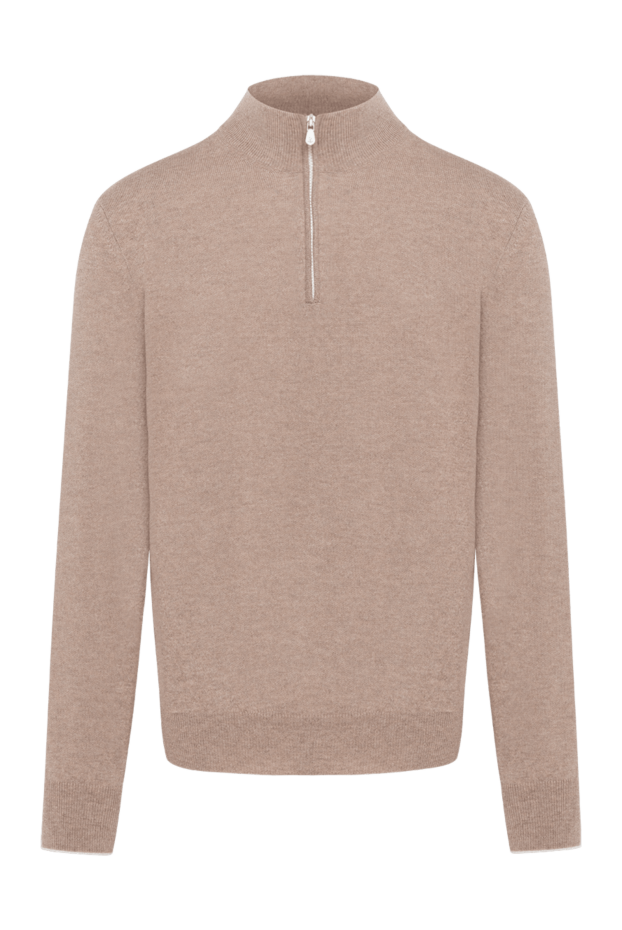 Beige cashmere men's sweater with zipper - photo 1