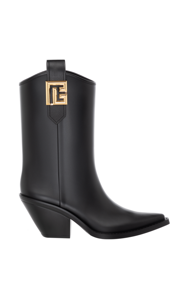 Balmain women's black rubber ankle boots with logo 184546 - photo 1