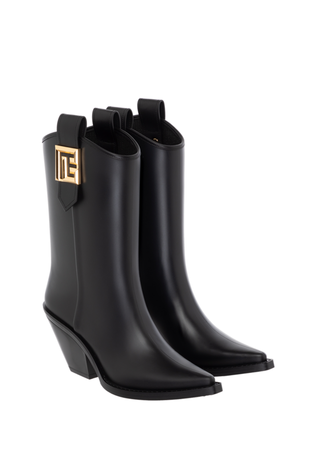 Balmain women's black rubber ankle boots with logo 184546 - photo 3