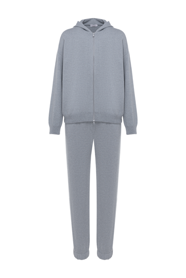 Brunello Cucinelli трикотажный спортивный костюм из кашемира с капюшоном женский серый 184581 - фото 1