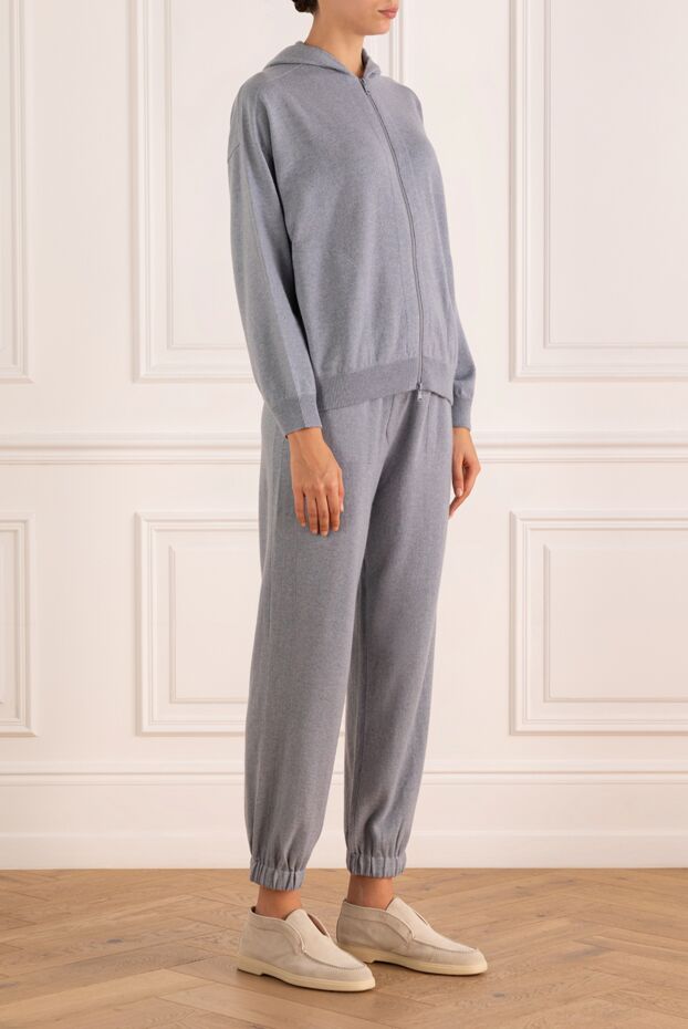Brunello Cucinelli women's gray knitted cashmere tracksuit with hood 184581 - photo 3