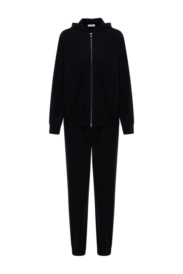 Brunello Cucinelli трикотажный спортивный костюм из кашемира с капюшоном женский черный 184582 - фото 1