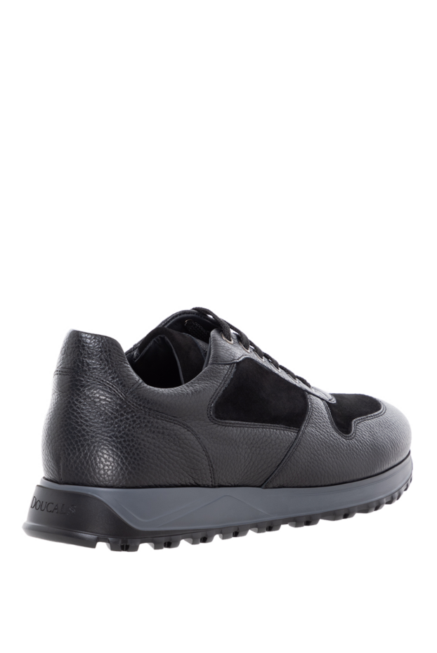 Doucal`s men's black suede and leather sneakers 184662 - photo 3
