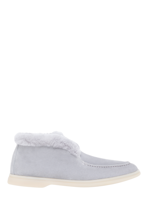 Fleur de Paris velvet suede loafers with inner fur and neat stitching, grey
184696 - photo 1