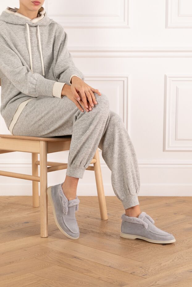 Fleur de Paris ішкі үлбірлі және ұқыпты тігілген барқыт күдері макастар, сұр
 184696 - фото 2