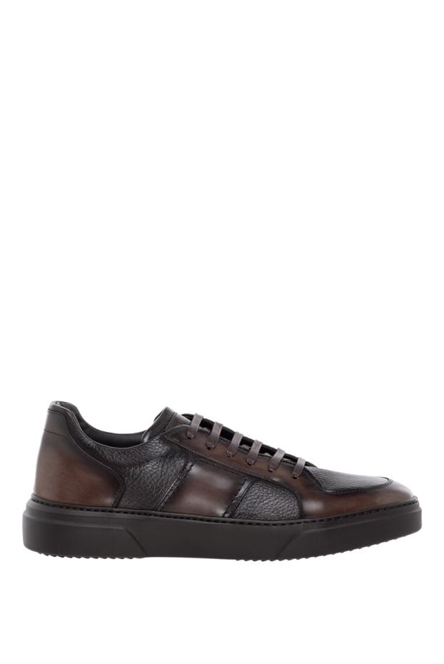Barrett men's brown leather sneakers with fur 184703 - photo 1
