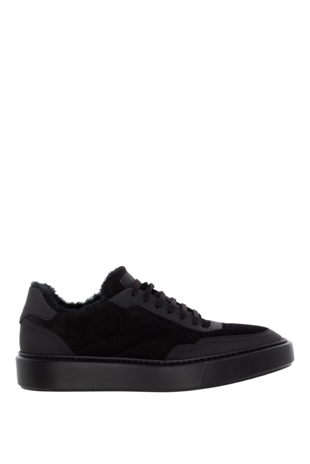 Barrett black men's leather and suede sneakers with fur with logo 184706 - photo 1