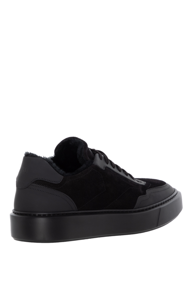 Barrett black men's leather and suede sneakers with fur with logo 184706 - photo 3