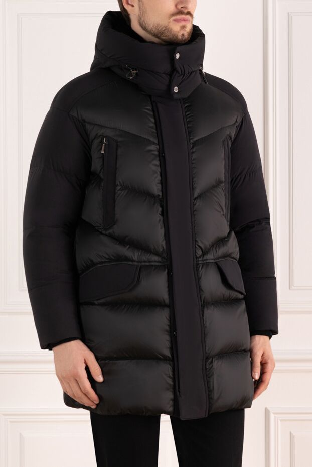 Moorer men's long down jacket albert black with a hood 184720 - photo 3
