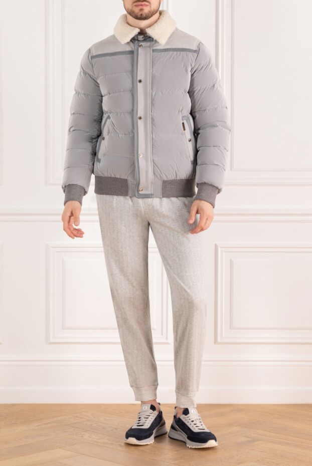 Moorer men's gray jacket with fur collar 184723 - photo 2