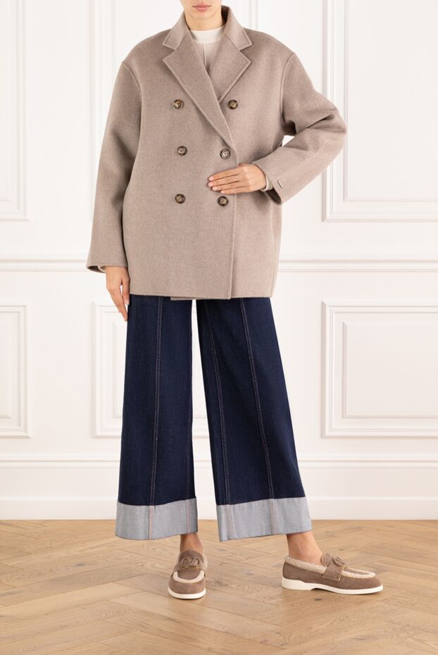 Fleur de Paris women's double-breasted beige coat with a loose fit. 184736 - photo 2
