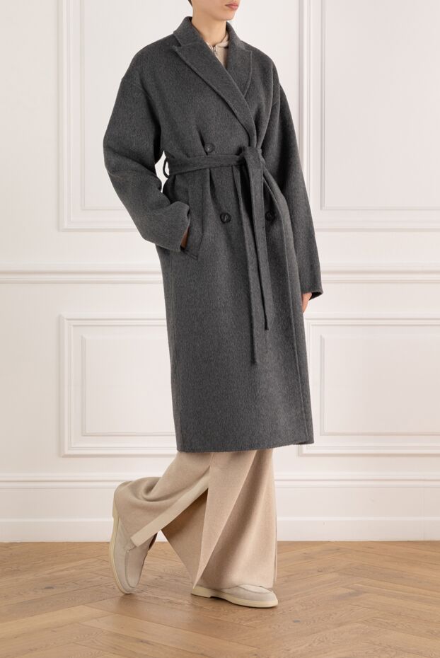 Fleur de Paris women's gray wool and alpaca coat with belt 184739 - photo 2