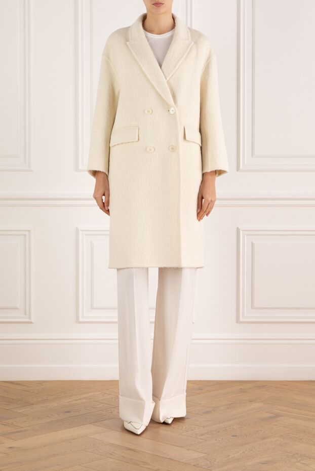 Fleur de Paris women's double-breasted white long coat 184740 - photo 2