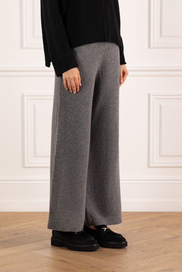 Fleur de Paris women's wide gray trousers with a ribbed hem 184761 - photo 3