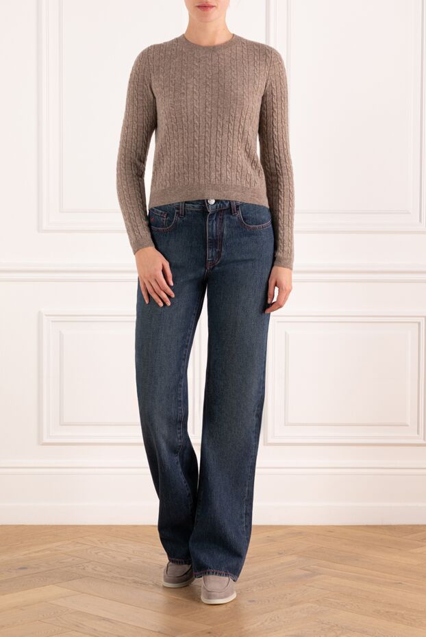 Fleur de Paris brown cashmere striped jumper 184764 - photo 2