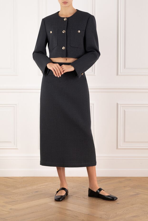 Fleur de Paris wool suit jacket with skirt gray 184770 - photo 2